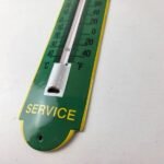 Vintage John Deere Sign – Service Guage Gas Pump Sign on Porcelain Thermometer - Image 9