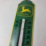 Vintage John Deere Sign – Service Guage Gas Pump Sign on Porcelain Thermometer - Image 3