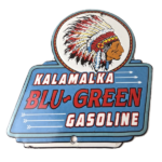 Vintage Kalamalka Gasoline Sign – Gas Service Station Pump Porcelain Sign
