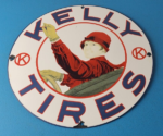 Vintage Kelly Tires Sign – Porcelain Gas Service Garage Shop Advertising Sign - Image 2