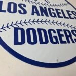 Vintage LA Dodgers Sign – MLB Baseball Stadium Porcelain Gas Pump Sign - Image 11