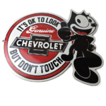 Vintage Large Chevrolet Sign – Felix the Cat Advertisement Gas Porcelain Sign - Image 2