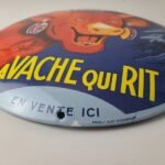 Vintage LaVache Qui Rit Porcelain Sign – Dairy Cow Milk Service Gas Pump Sign - Image 11