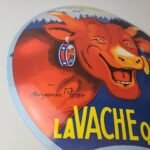 Vintage LaVache Qui Rit Porcelain Sign – Dairy Cow Milk Service Gas Pump Sign - Image 6