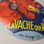 Vintage LaVache Qui Rit Porcelain Sign – Dairy Cow Milk Service Gas Pump Sign - Image 7