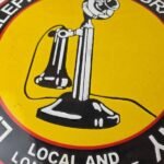 Vintage Lincoln Telephones Sign – Telegraph Phone Gas Porcelain Sign - Image 4