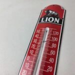Vintage Lion Gas Sign – Service Station Pump Ad Sign on Porcelain Thermometer - Image 12