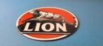 Vintage Lion Gasoline Sign – Motor Gas Service Station Pump Plate Porcelain Sign - Image 11