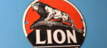 Vintage Lion Gasoline Sign – Motor Gas Service Station Pump Plate Porcelain Sign - Image 6