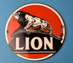 Vintage Lion Gasoline Sign – Motor Gas Service Station Pump Plate Porcelain Sign - Image 2