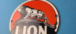 Vintage Lion Gasoline Sign – Motor Gas Service Station Pump Plate Porcelain Sign - Image 9