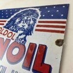 Vintage Lion Oil Sign – Service Station Gas Pump Advertising Porcelain Sign - Image 12