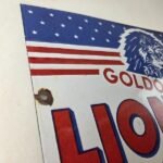 Vintage Lion Oil Sign – Service Station Gas Pump Advertising Porcelain Sign - Image 5