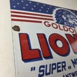 Vintage Lion Oil Sign – Service Station Gas Pump Advertising Porcelain Sign - Image 6