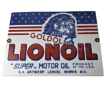 Vintage Lion Oil Sign – Service Station Gas Pump Advertising Porcelain Sign - Image 2