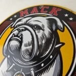 Vintage Mack Trucks Porcelain Sign – Sales Service Gas Pump Advertising Sign - Image 12
