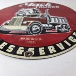 Vintage Mack Trucks Sign – Sales Service Diesel Gas Pump Porcelain Sign - Image 10
