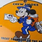 Vintage Mail Pouch Sign – Mickey Mouse Tobacco Chew Gas Pump Porcelain Sign - Image 3