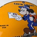 Vintage Mail Pouch Sign – Mickey Mouse Tobacco Chew Gas Pump Porcelain Sign - Image 5