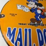 Vintage Mail Pouch Sign – Mickey Mouse Tobacco Chew Gas Pump Porcelain Sign - Image 6