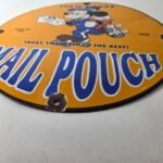 Vintage Mail Pouch Sign – Mickey Mouse Tobacco Chew Gas Pump Porcelain Sign - Image 10