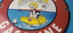 Vintage Marine White Gasoline Sign – Richie Rich Porcelain Auto Gas Pump Sign - Image 12