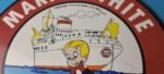 Vintage Marine White Gasoline Sign – Richie Rich Porcelain Auto Gas Pump Sign - Image 3