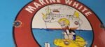 Vintage Marine White Gasoline Sign – Richie Rich Porcelain Auto Gas Pump Sign - Image 6