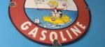 Vintage Marine White Gasoline Sign – Richie Rich Porcelain Auto Gas Pump Sign - Image 7