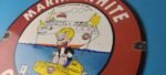 Vintage Marine White Gasoline Sign – Richie Rich Porcelain Auto Gas Pump Sign - Image 9