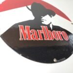 Vintage Marlboro Cigarette Sign – Porcelain Tobacco Gas Pump Plate Sign - Image 11