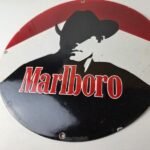 Vintage Marlboro Cigarette Sign – Porcelain Tobacco Gas Pump Plate Sign - Image 4