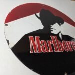Vintage Marlboro Cigarette Sign – Porcelain Tobacco Gas Pump Plate Sign - Image 6