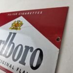 Vintage Marlboro Cigarette Sign – Porcelain Tobacco Gas Pump Store Sign - Image 12