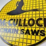 Vintage McCulloch Porcelain Sign – Chain Saws Flying Duck Advertising Sign - Image 4