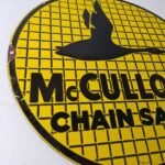 Vintage McCulloch Porcelain Sign – Chain Saws Flying Duck Advertising Sign - Image 6