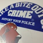 Vintage McGruff Crime Dog Sign – Porcelain Support Police Gas Pump Plate Sign - Image 8