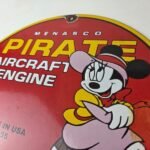 Vintage Menasco Aircraft Engine Sign – Minnie Mouse Airplane Porcelain Gas Sign - Image 12