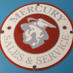 Vintage Mercury Automobiles Porcelain Sales Service Dealer Garage Gas Pump Sign