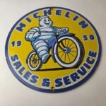 Vintage Michelin Tires Bibendum Sign – Gas Pump Automobile Sales & Service Sign - Image 15