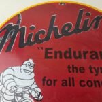 Vintage Michelin Tires Sign – Gas Oil Pump Garage Motorcycle Auto Service Sign - Image 3