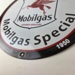 Vintage Mobil Gasoline Sign – Mobilgas Oil Pump Plate Porcelain Sign - Image 14