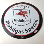 Vintage Mobil Gasoline Sign – Mobilgas Oil Pump Plate Porcelain Sign - Image 15