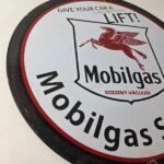 Vintage Mobil Gasoline Sign – Mobilgas Oil Pump Plate Porcelain Sign - Image 6