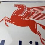 Vintage Mobil Oil Sign – Gasoline Advertising Gas Pump Station Porcelain Sign - Image 3