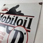 Vintage Mobil Oil Sign – Motorcycle Advertising Gas Pump Station Porcelain Sign - Image 12