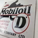 Vintage Mobil Oil Sign – Motorcycle Advertising Gas Pump Station Porcelain Sign - Image 13