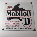 Vintage Mobil Oil Sign – Motorcycle Advertising Gas Pump Station Porcelain Sign - Image 15