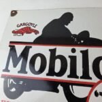Vintage Mobil Oil Sign – Motorcycle Advertising Gas Pump Station Porcelain Sign - Image 3