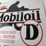 Vintage Mobil Oil Sign – Motorcycle Advertising Gas Pump Station Porcelain Sign - Image 4